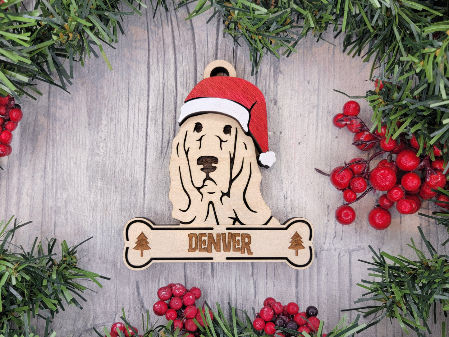 Santa Dogs - Personalized Christmas Ornaments: Breeds A - D