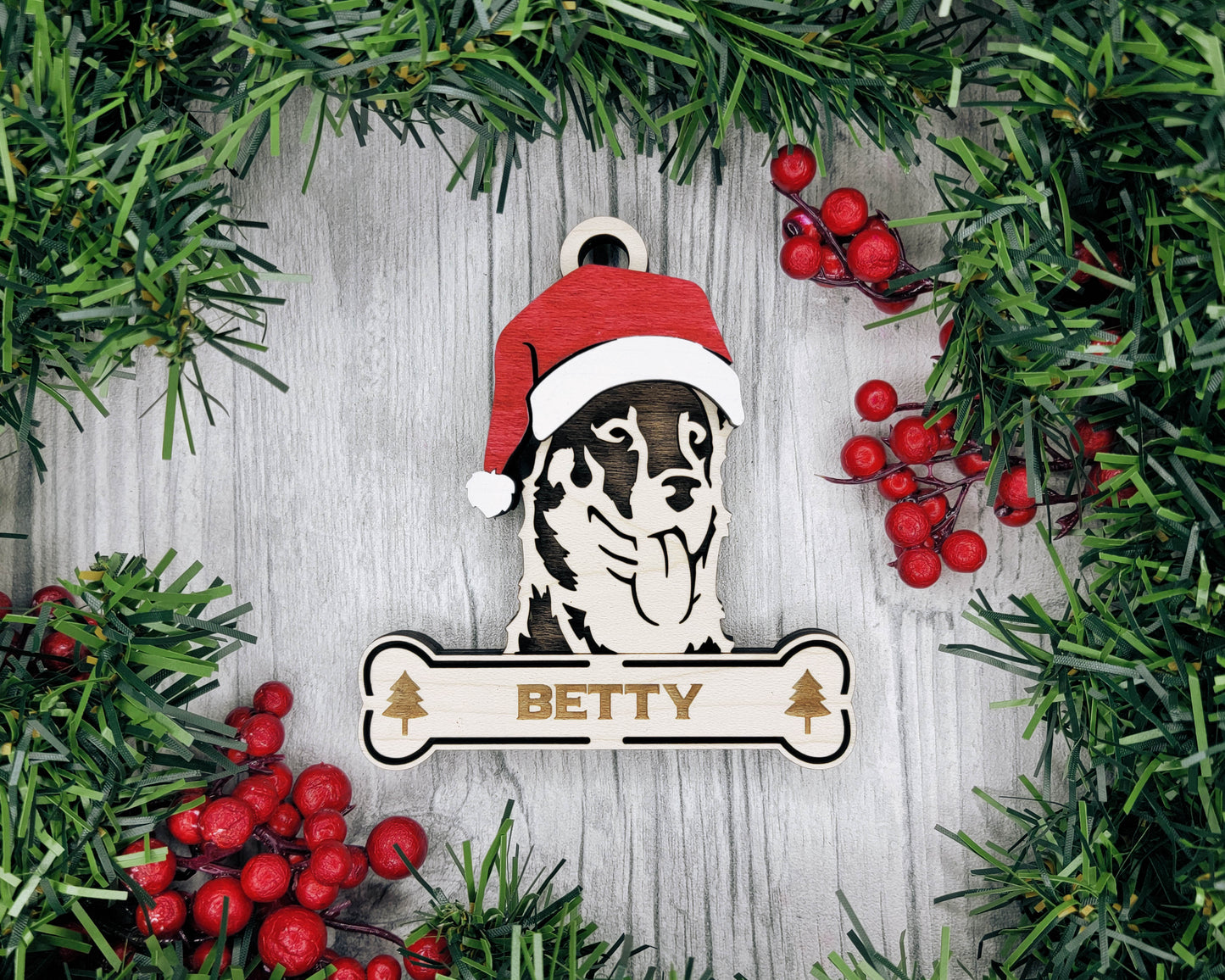 Santa Dogs - Personalized Christmas Ornaments: Breeds A - D