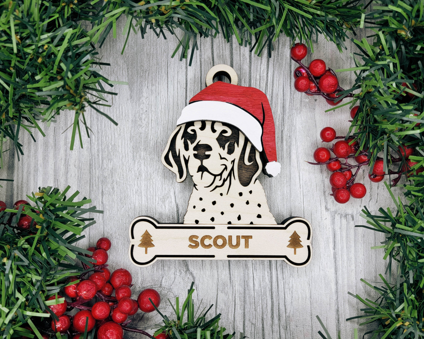Santa Dogs - Personalized Christmas Ornaments: Breeds A - D