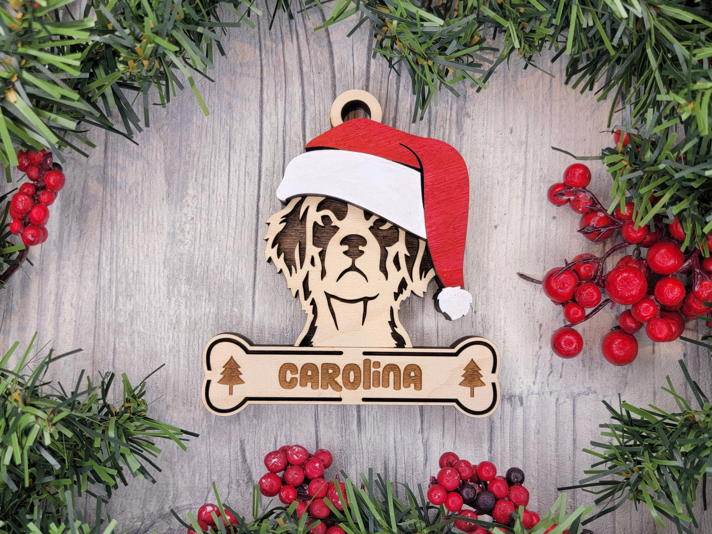 Santa Dogs - Personalized Christmas Ornaments: Breeds A - D