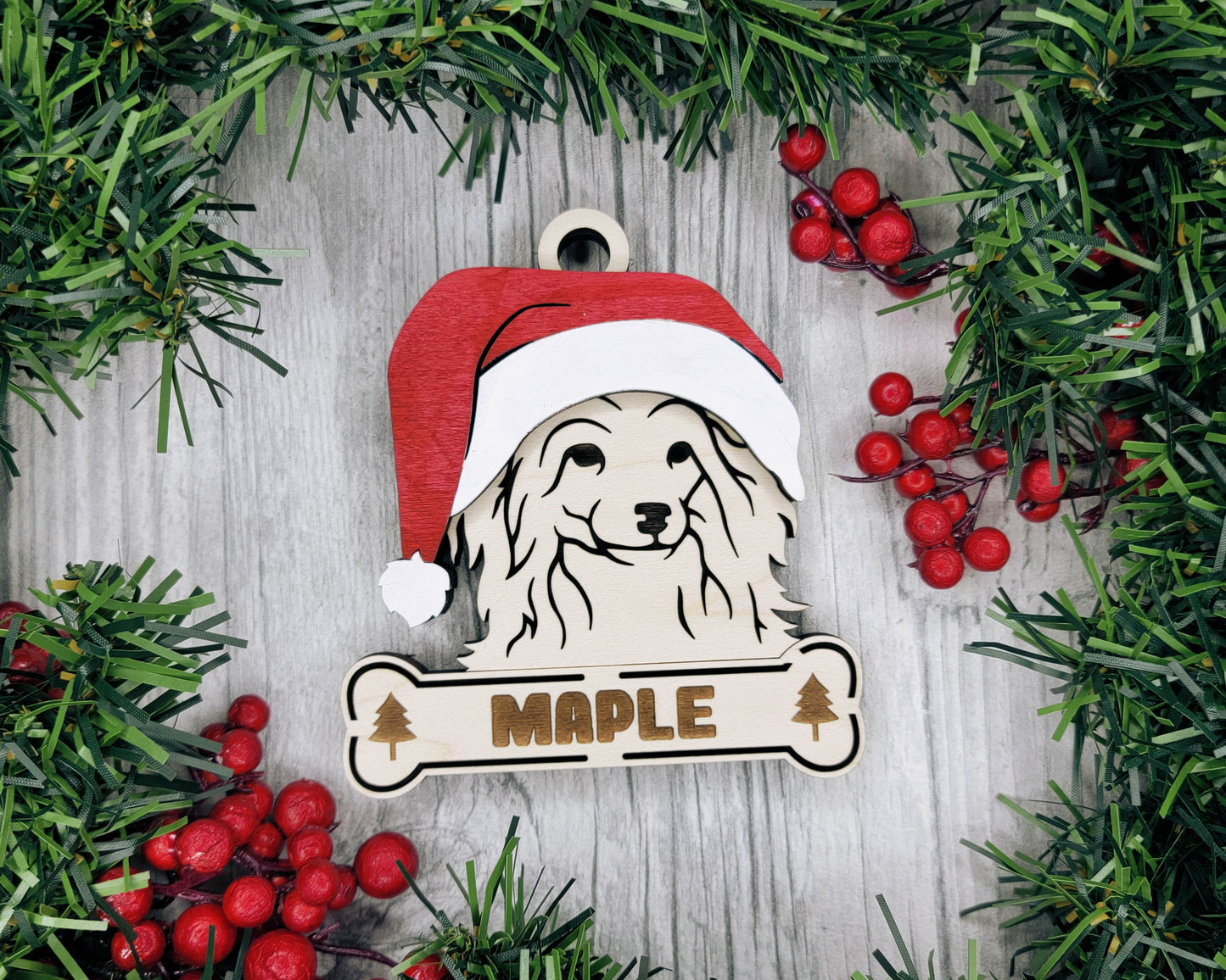 Santa Dogs - Personalized Christmas Ornaments: Breeds A - D