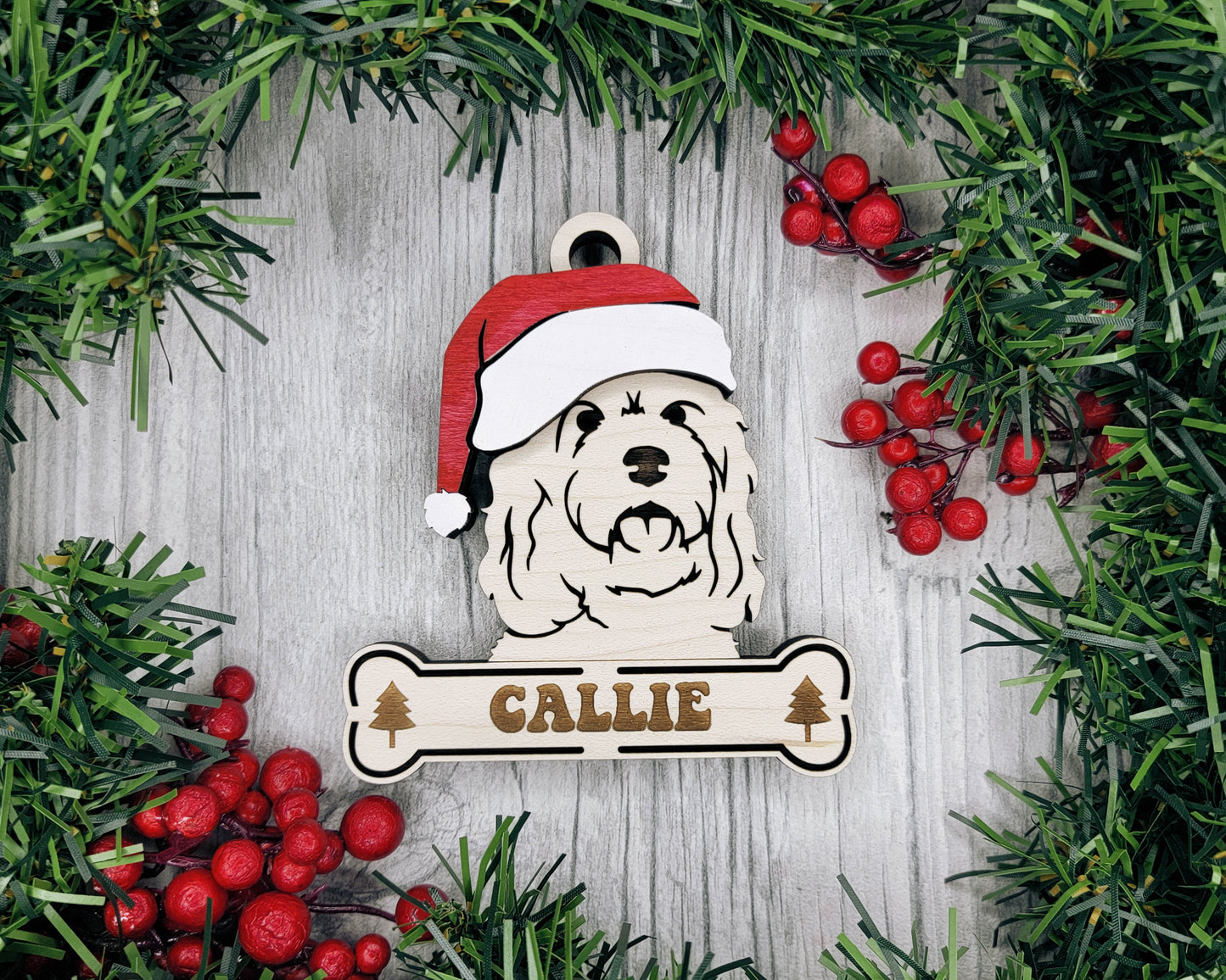 Santa Dogs - Personalized Christmas Ornaments: Breeds A - D