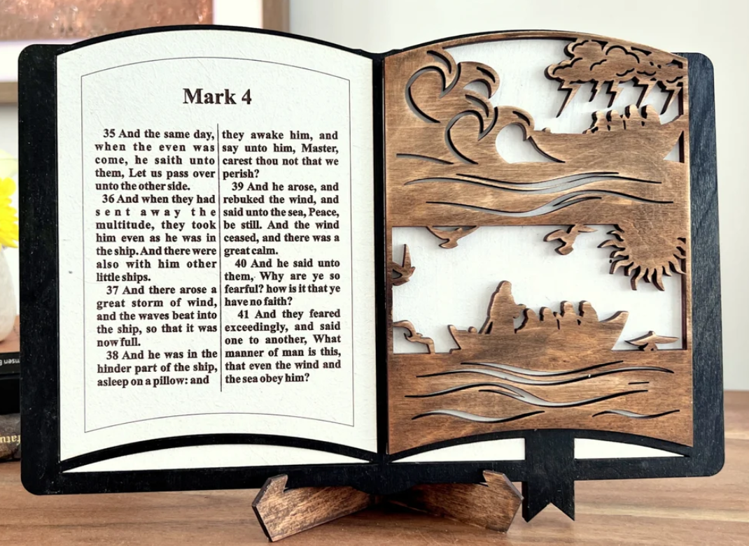 Open Bible Sign with Interchangeable Verses