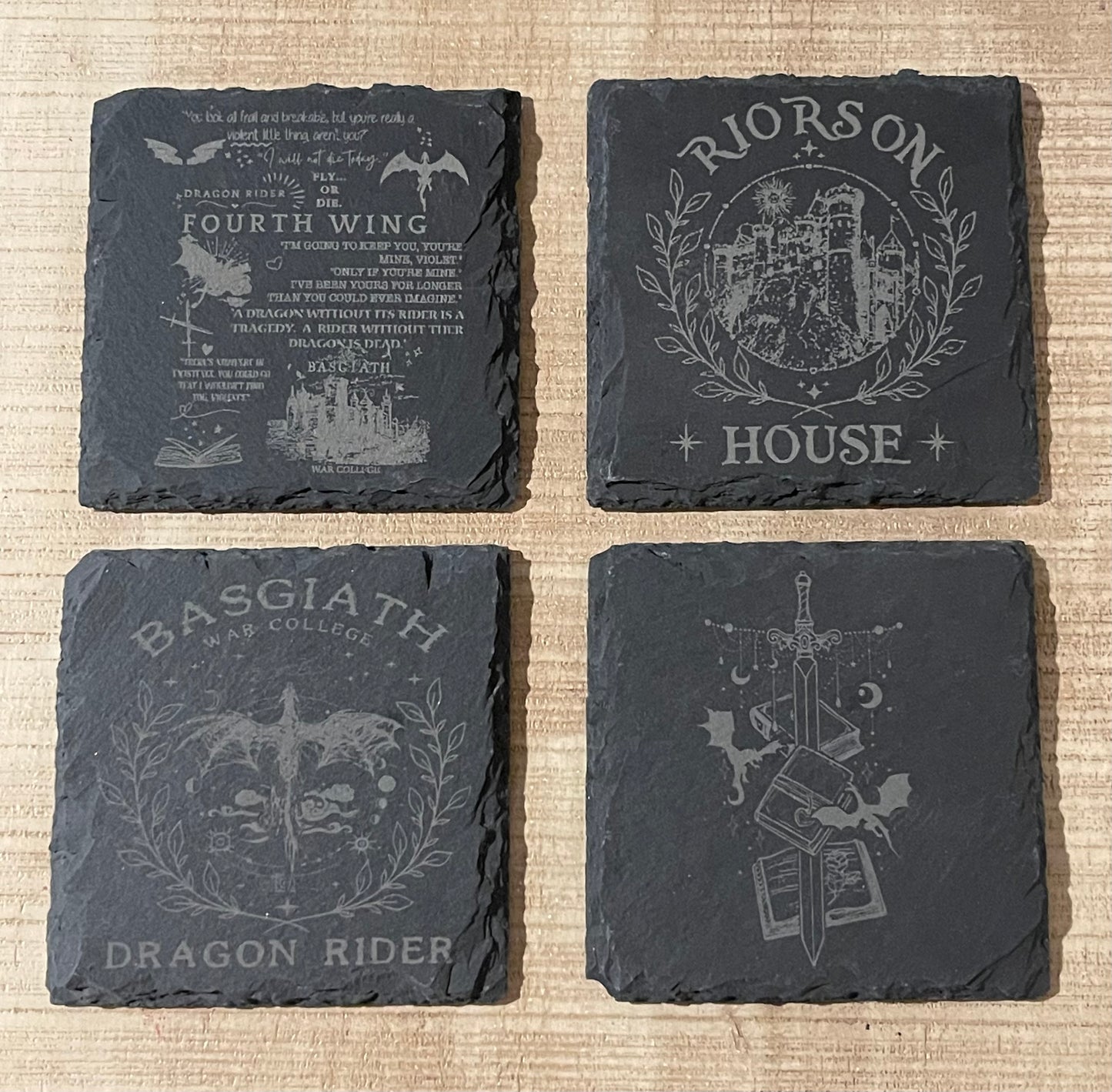 Slate Coasters (4 pack) - Fourth Wing