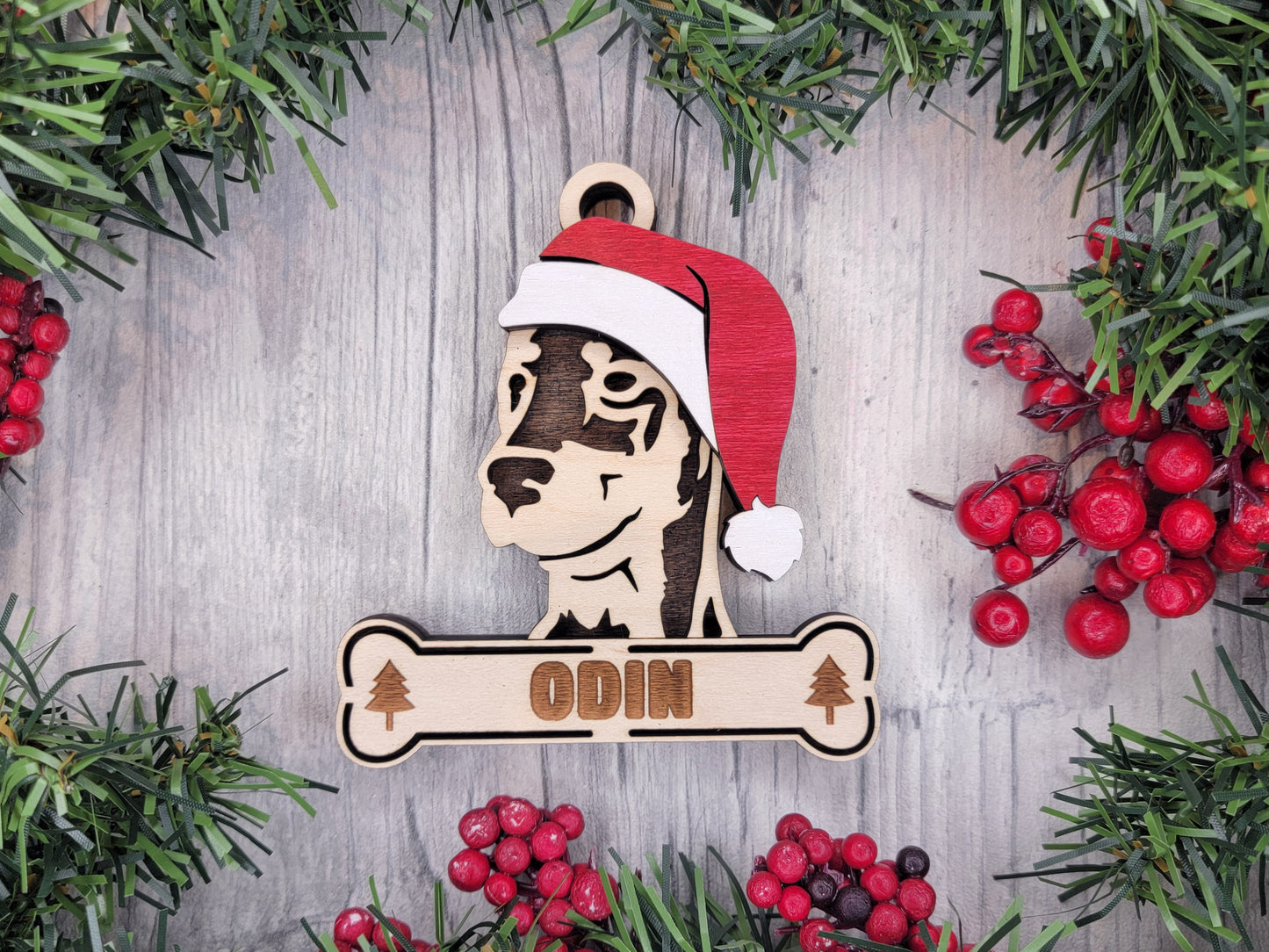 Santa Dogs - Personalized Christmas Ornaments: Breeds A - D