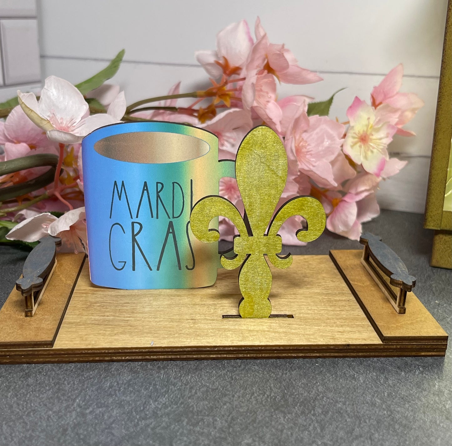 Interchangeable Decor - Mini Cutting Board with Coffee Cup and Holiday Icon