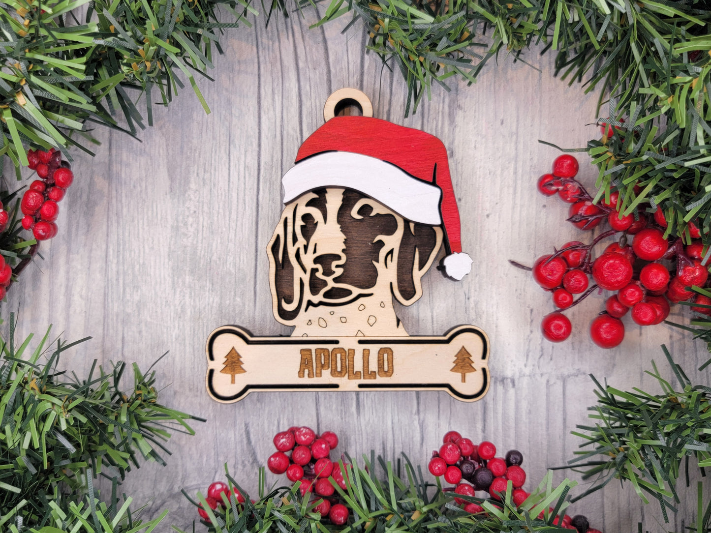 Santa Dogs - Personalized Christmas Ornaments: Breeds E - Z