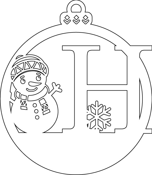 Alphabet Snowman Personalized Ornaments-Layered