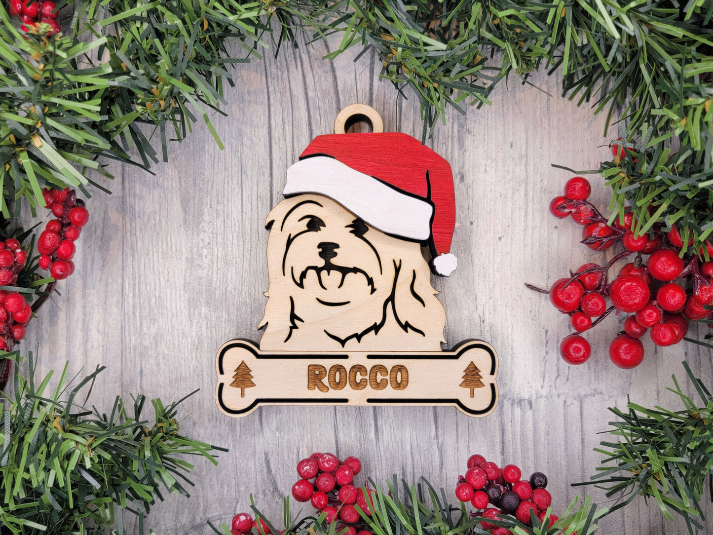 Santa Dogs - Personalized Christmas Ornaments: Breeds E - Z