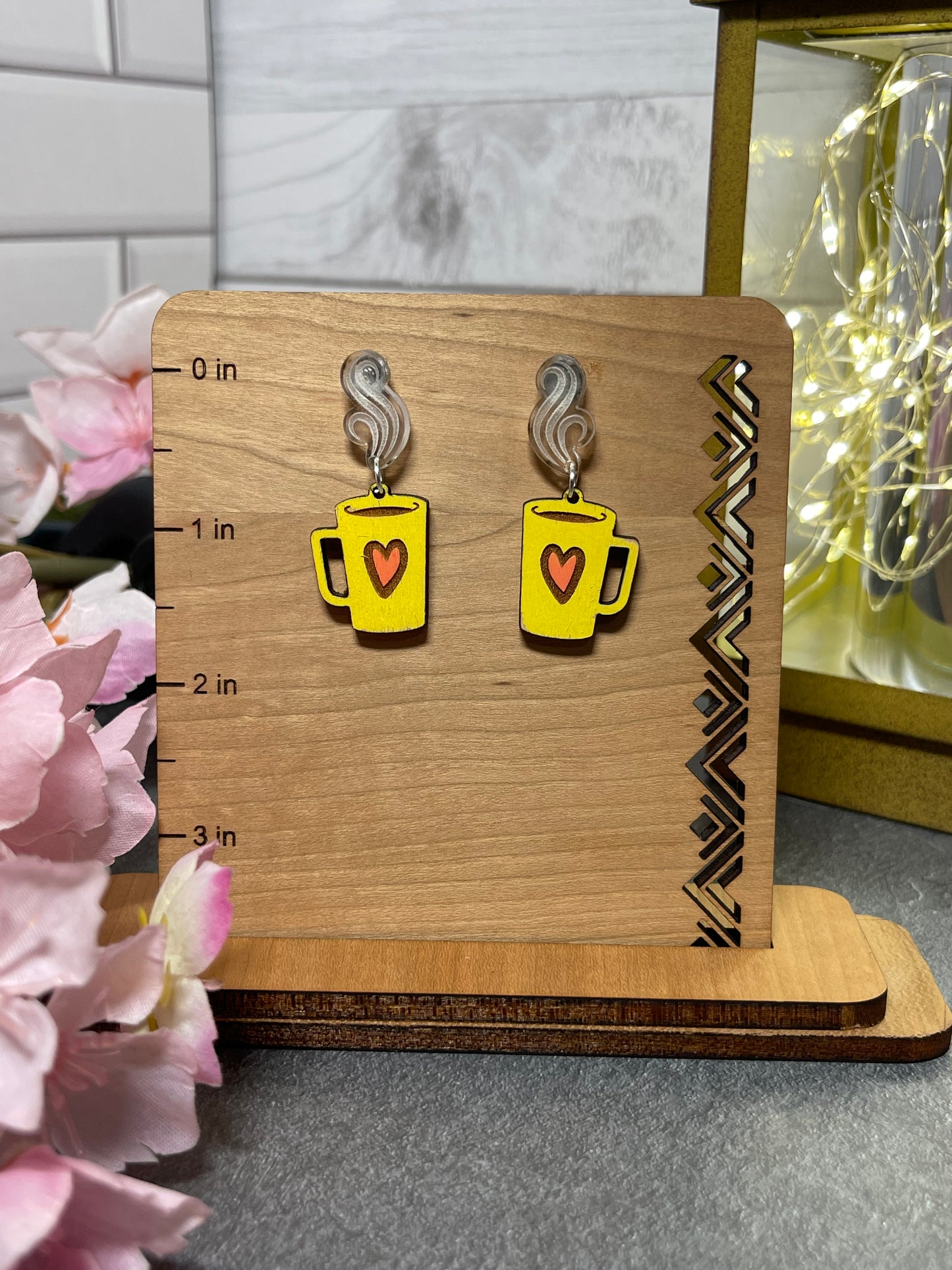 Cup of Steaming Coffee Stud and Dangle Earrings