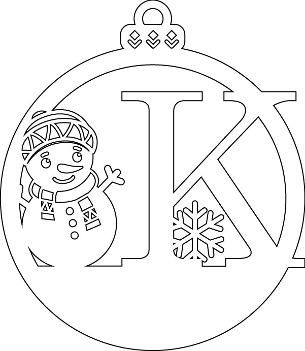 Alphabet Snowman Personalized Ornaments-Layered