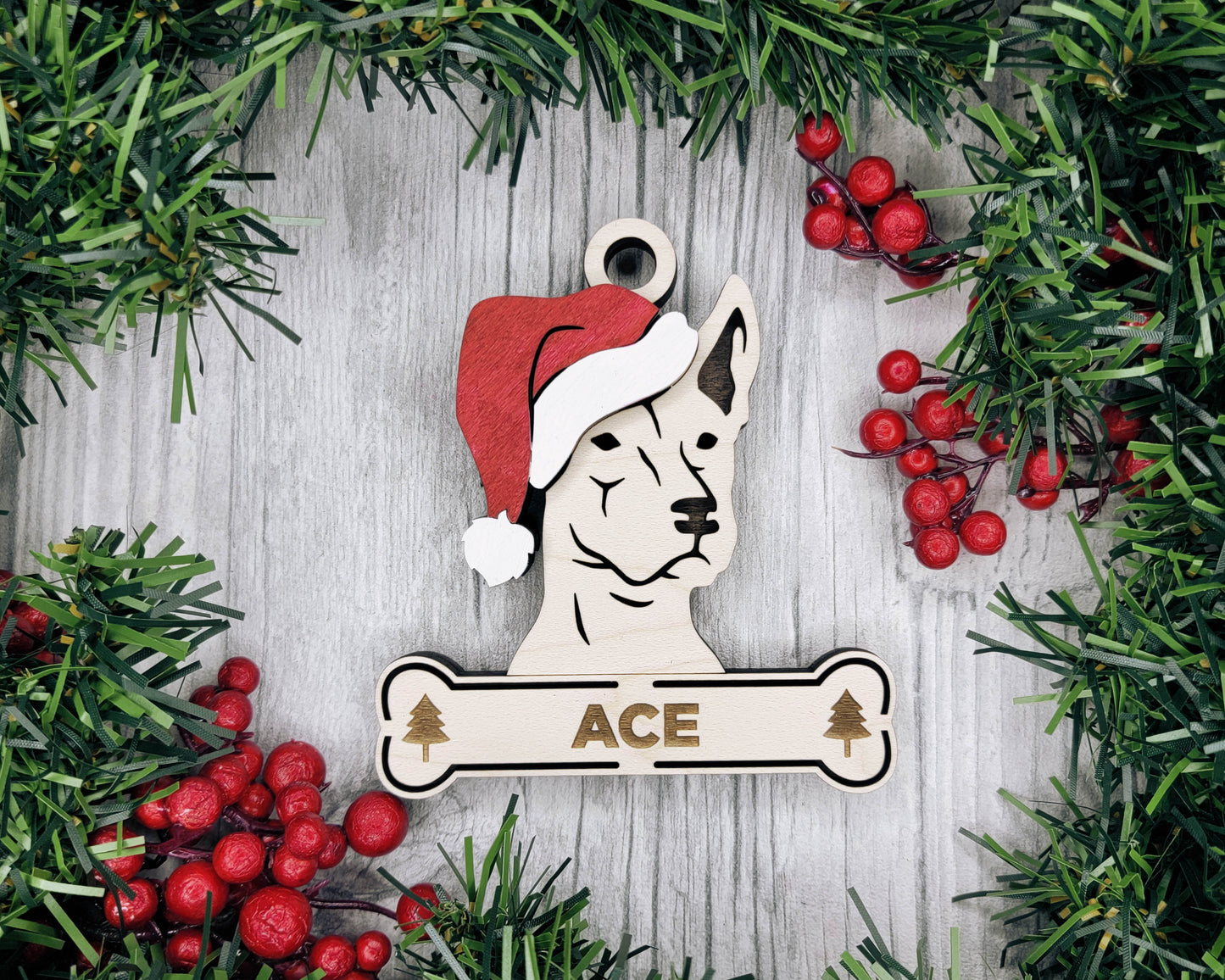Santa Dogs - Personalized Christmas Ornaments: Breeds E - Z