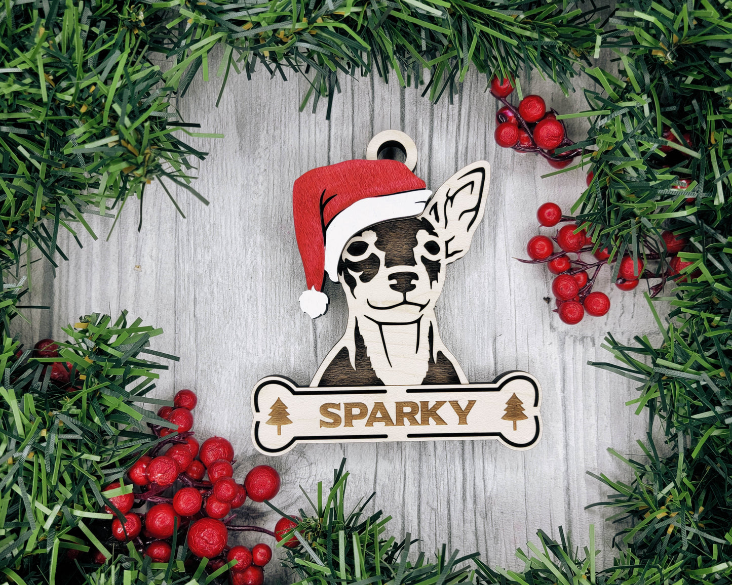 Santa Dogs - Personalized Christmas Ornaments: Breeds E - Z