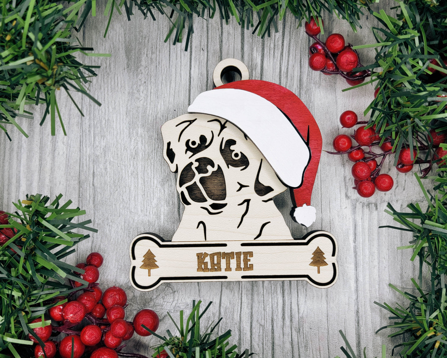 Santa Dogs - Personalized Christmas Ornaments: Breeds E - Z