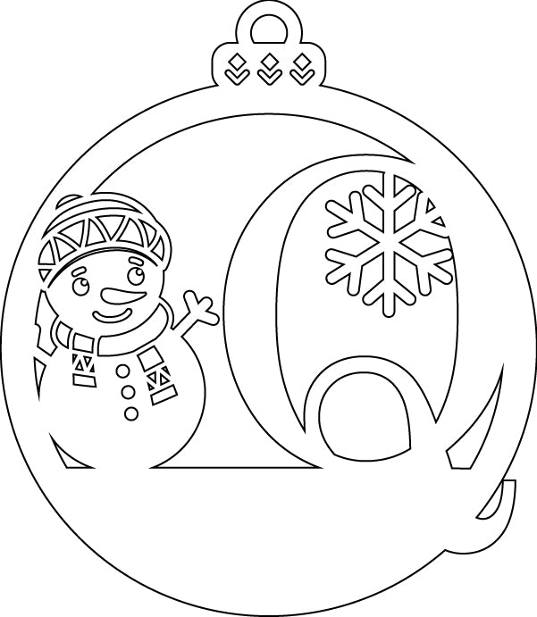 Alphabet Snowman Personalized Ornaments-Layered