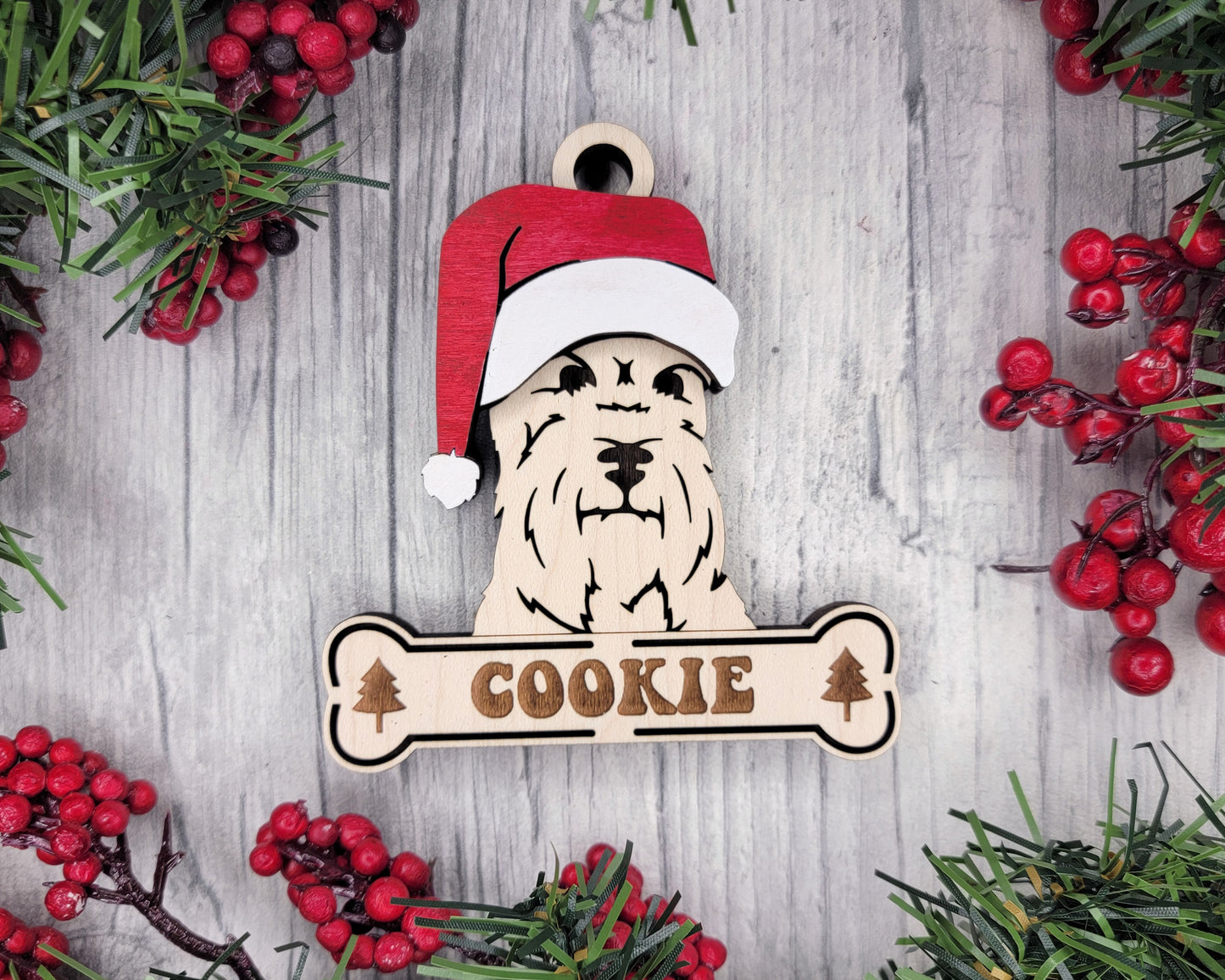 Santa Dogs - Personalized Christmas Ornaments: Breeds E - Z