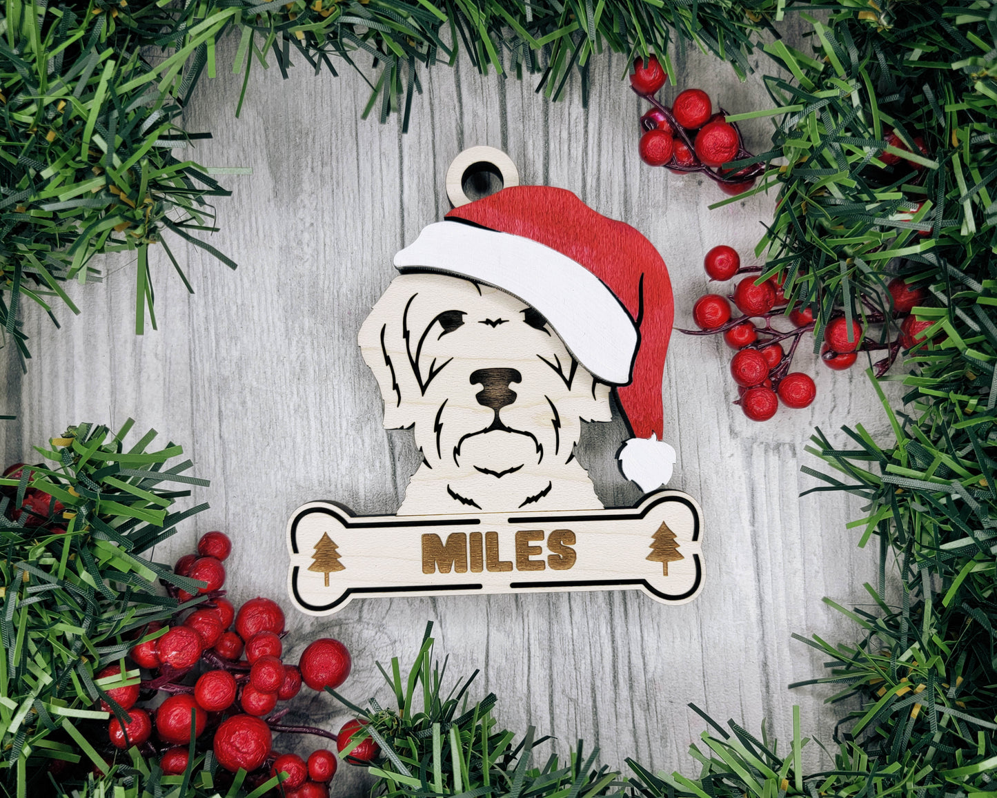 Santa Dogs - Personalized Christmas Ornaments: Breeds E - Z