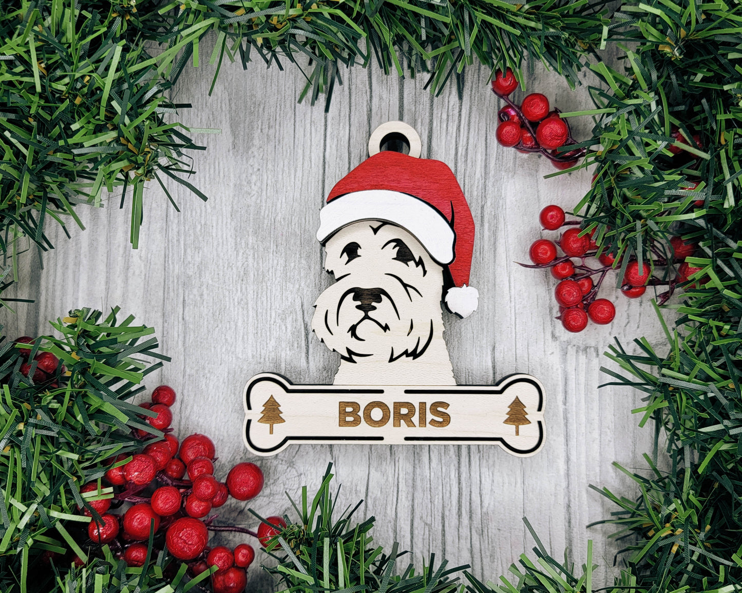 Santa Dogs - Personalized Christmas Ornaments: Breeds E - Z
