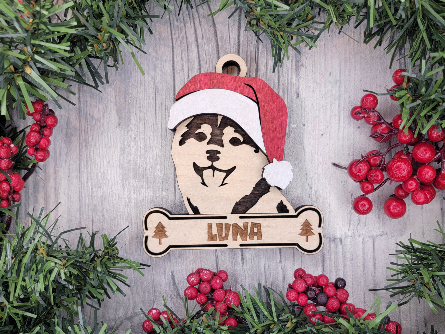 Santa Dogs - Personalized Christmas Ornaments: Breeds E - Z