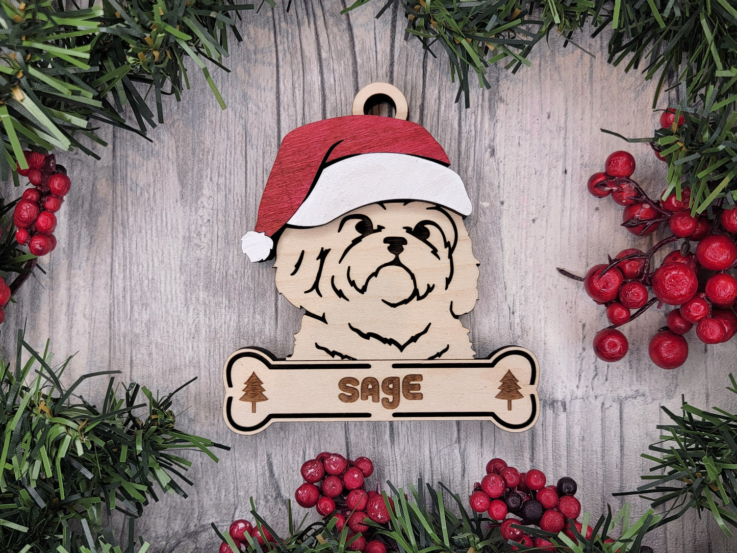 Santa Dogs - Personalized Christmas Ornaments: Breeds E - Z