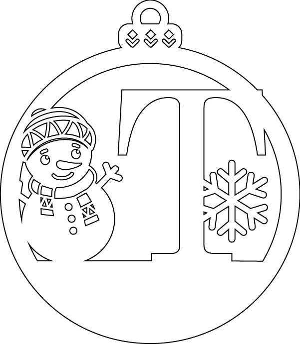 Alphabet Snowman Personalized Ornaments-Layered