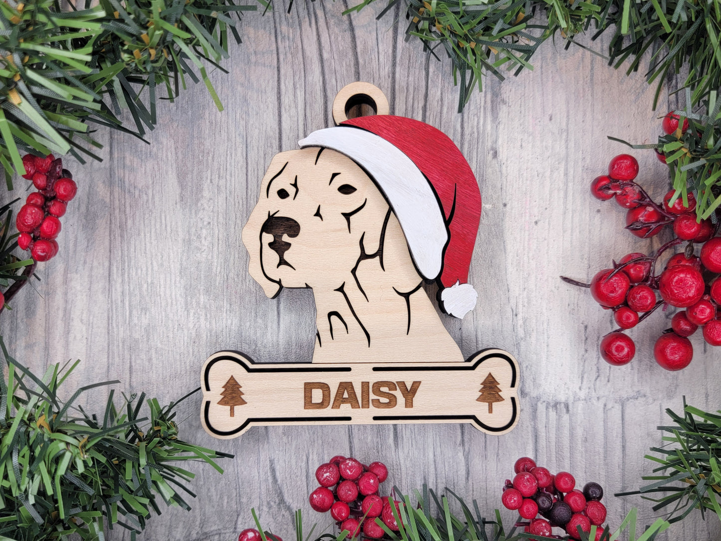 Santa Dogs - Personalized Christmas Ornaments: Breeds E - Z