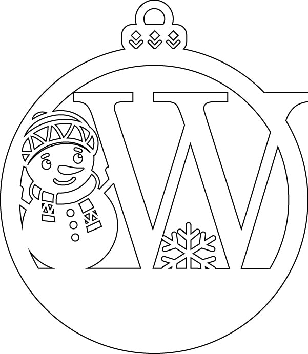 Alphabet Snowman Personalized Ornaments-Layered