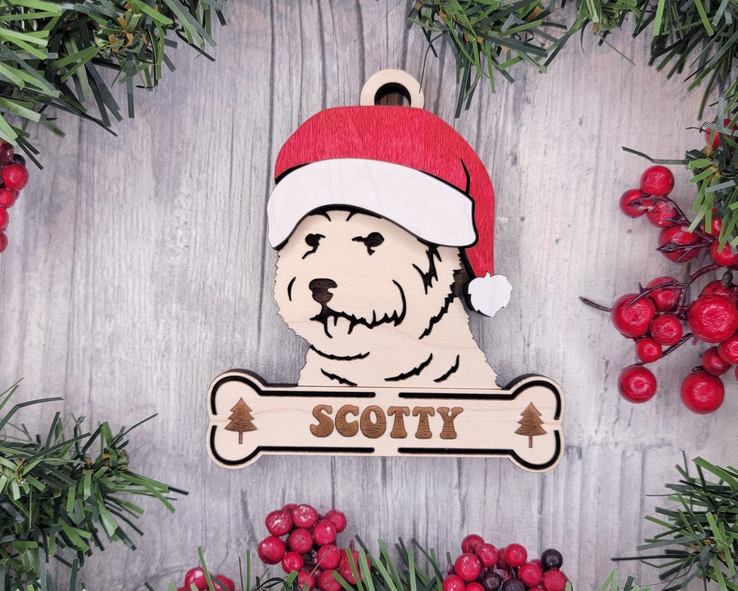 Santa Dogs - Personalized Christmas Ornaments: Breeds E - Z