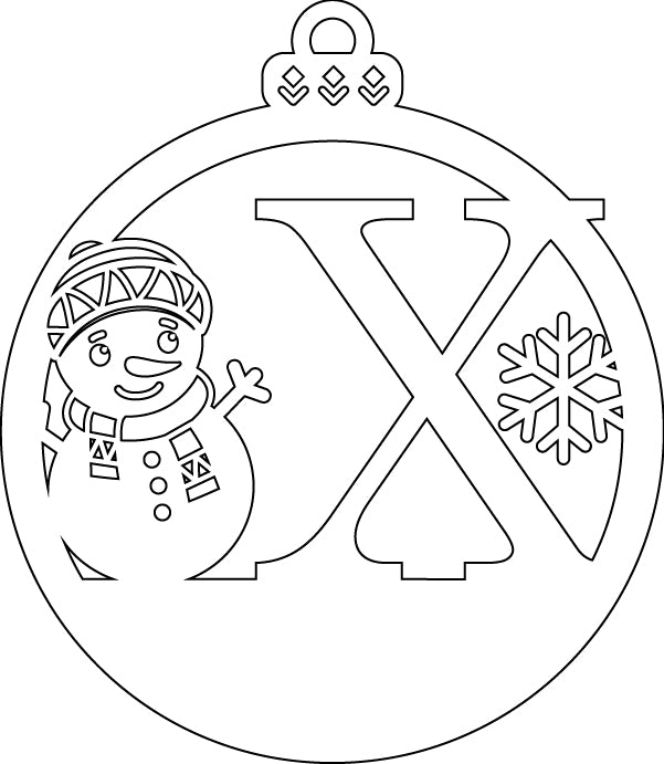 Alphabet Snowman Personalized Ornaments-Layered