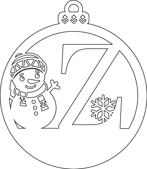 Alphabet Snowman Personalized Ornaments-Layered