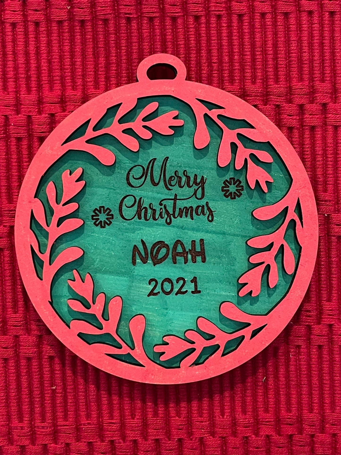 Layered Wreath Ornament - Personalized