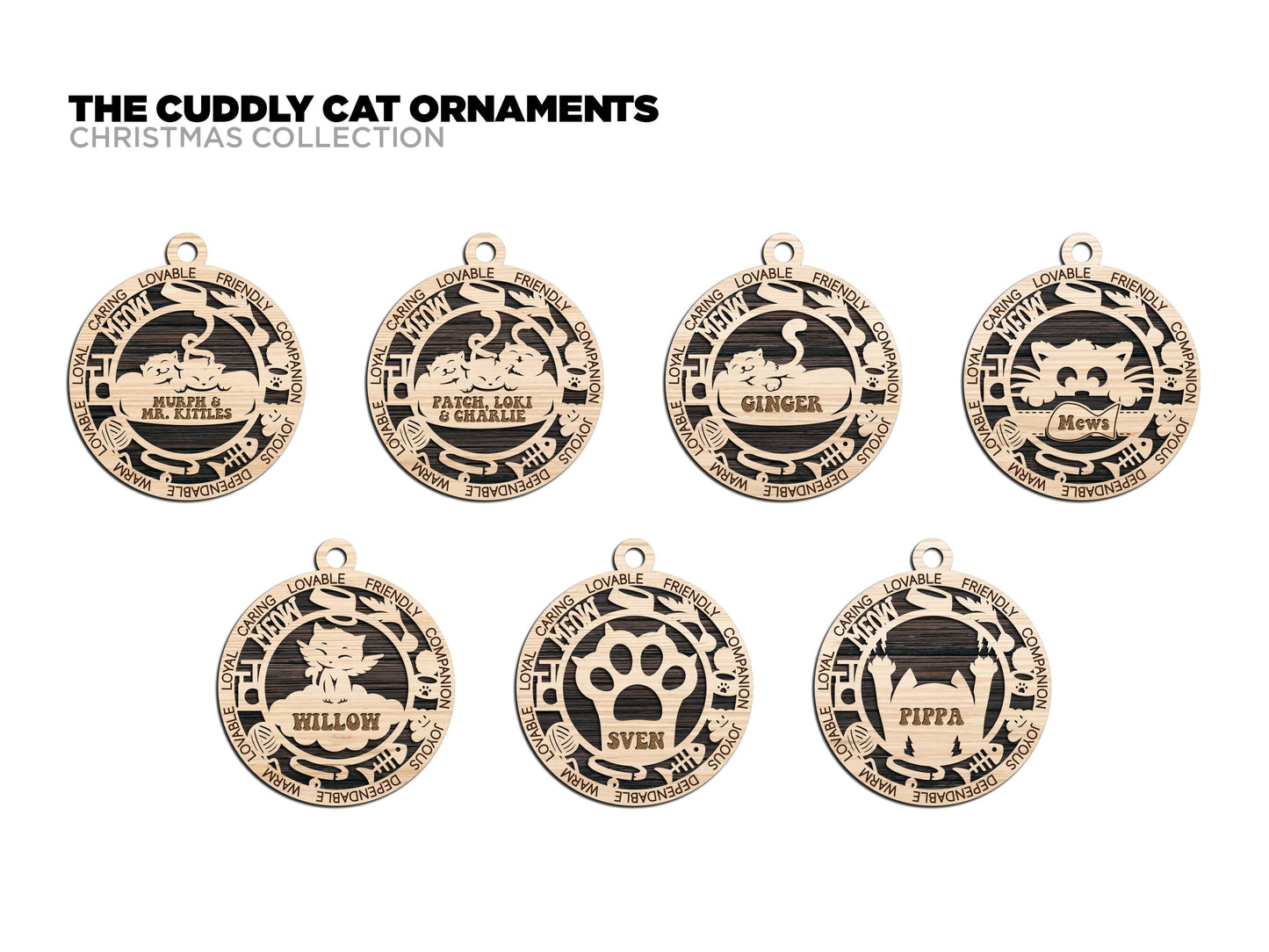Cuddly Cat Ornaments - Personalized!