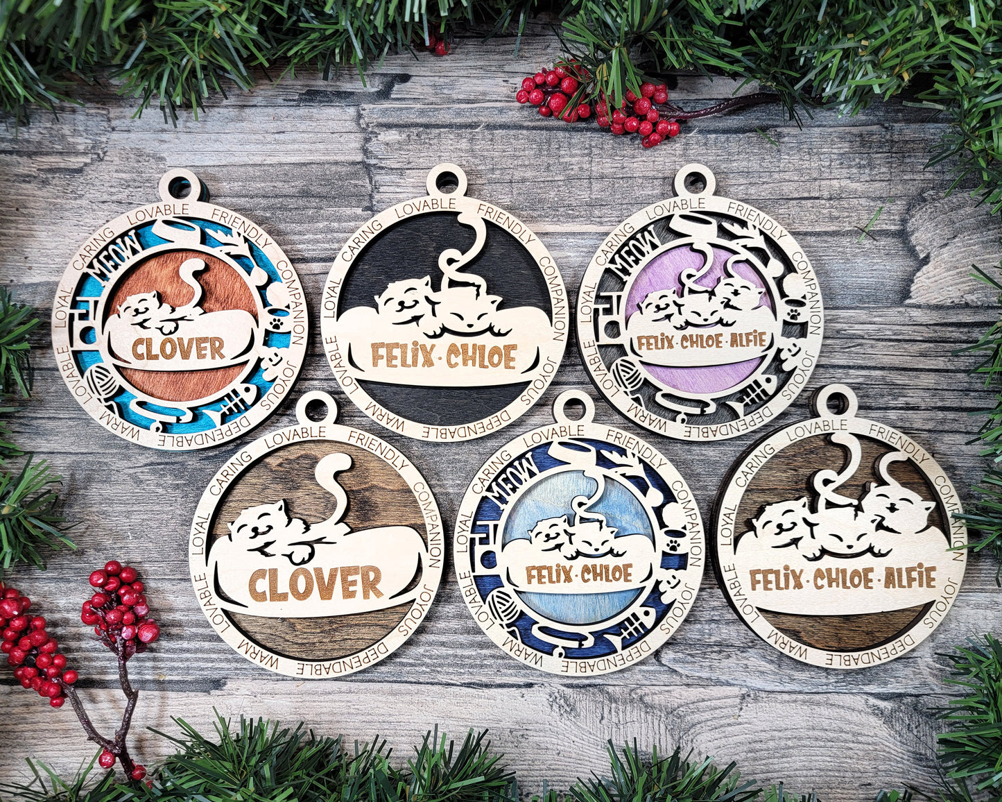 Cuddly Cat Ornaments - Personalized!