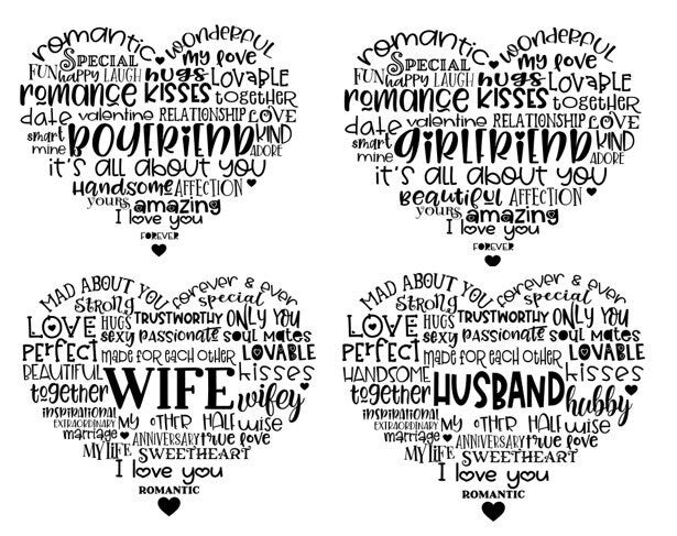 Family Heart Word Art Signs