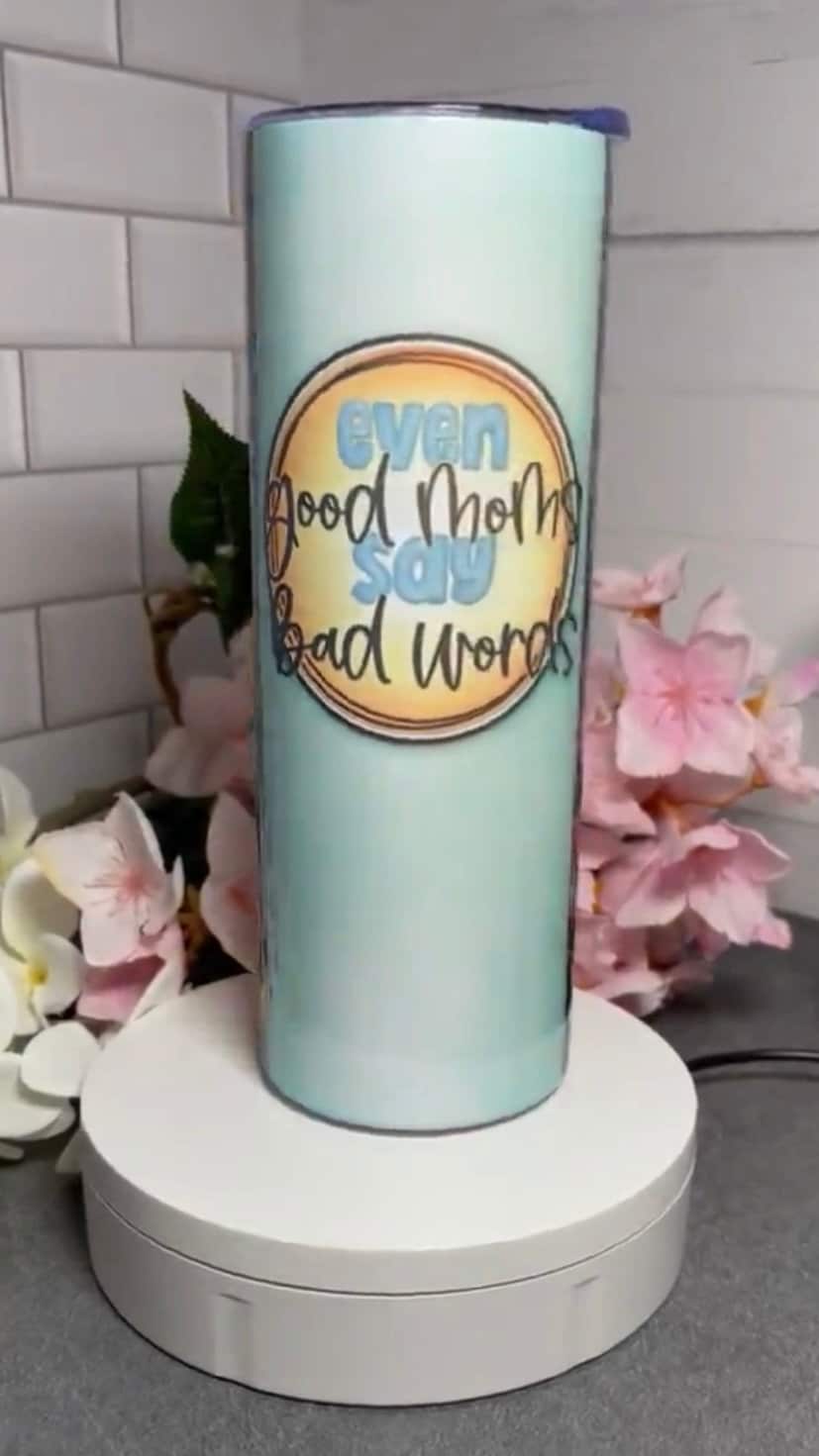 Good Moms Say Bad Words, 20 oz Tumbler with lid and straw, insulated and anti-skid silicone bottom