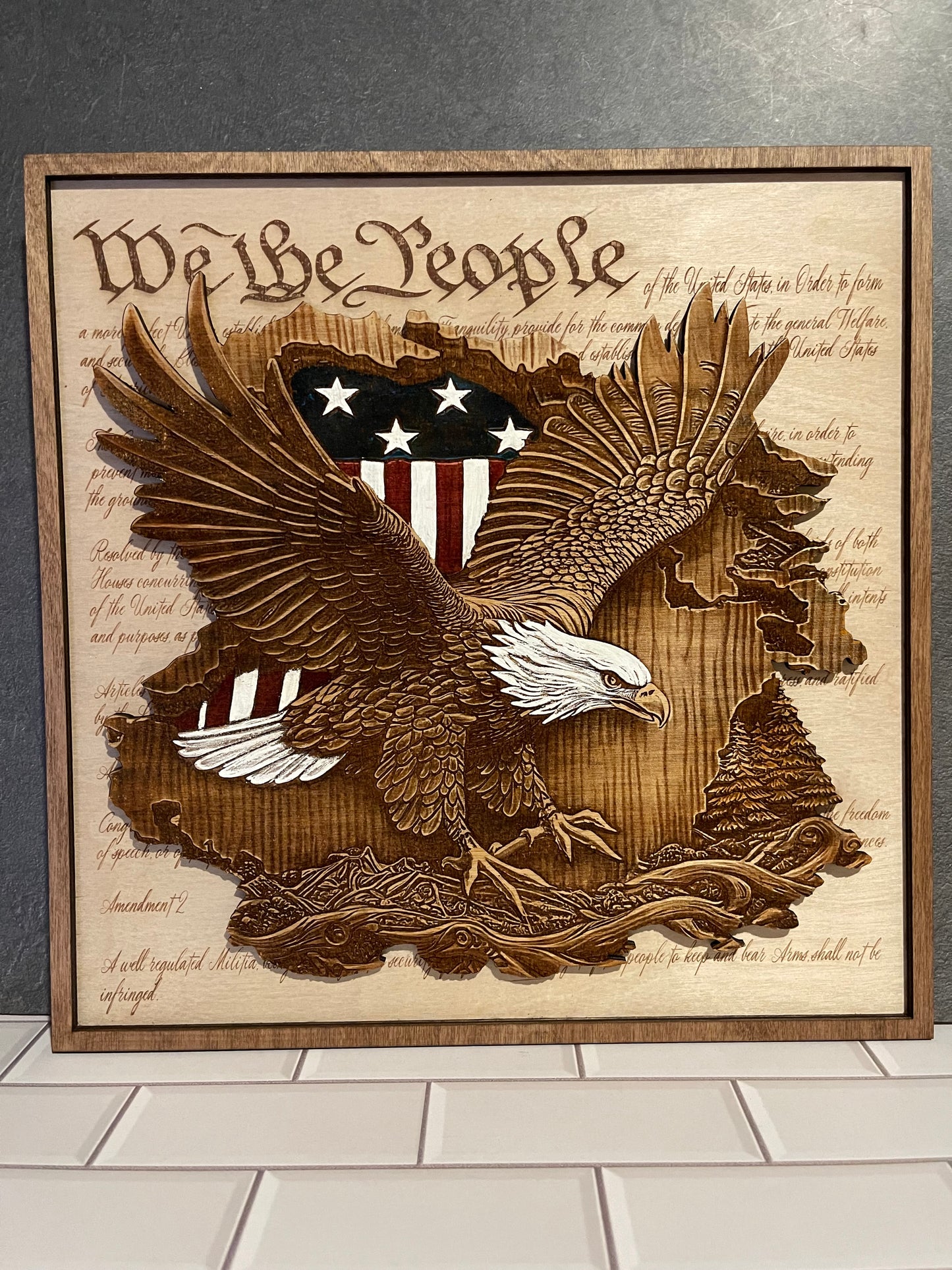 3D Bald Eagle with We The People Backer