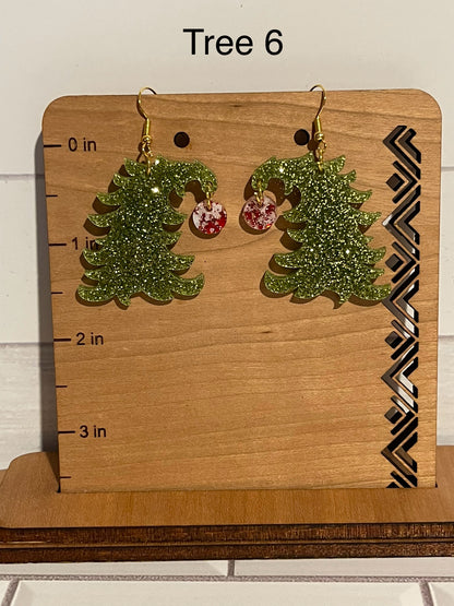 Curved Christmas Tree Earrings