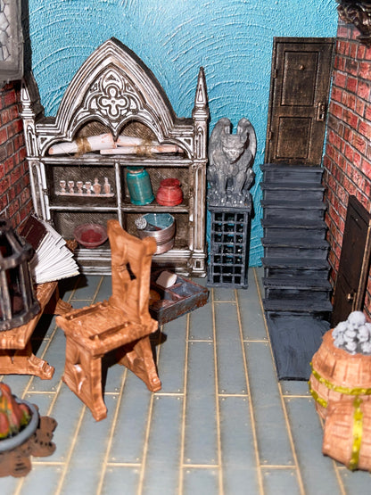 Gothic Bookshelf Book Nook Diorama with a Hidden Room (Medieval)