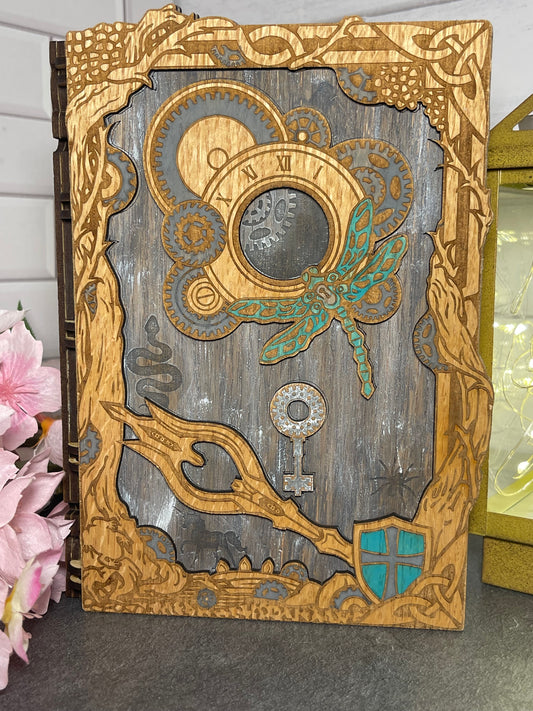 Book Box, Steampunk, Dragonfly Magic Book, Laser Cut