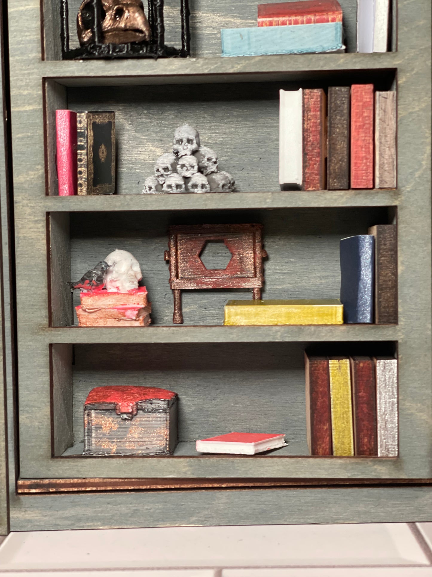 Gothic Bookshelf Book Nook Diorama with a Hidden Room (Medieval)