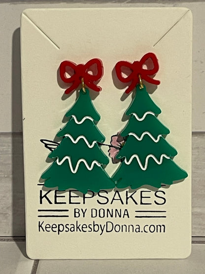 Christmas Trees with Bows Earrings