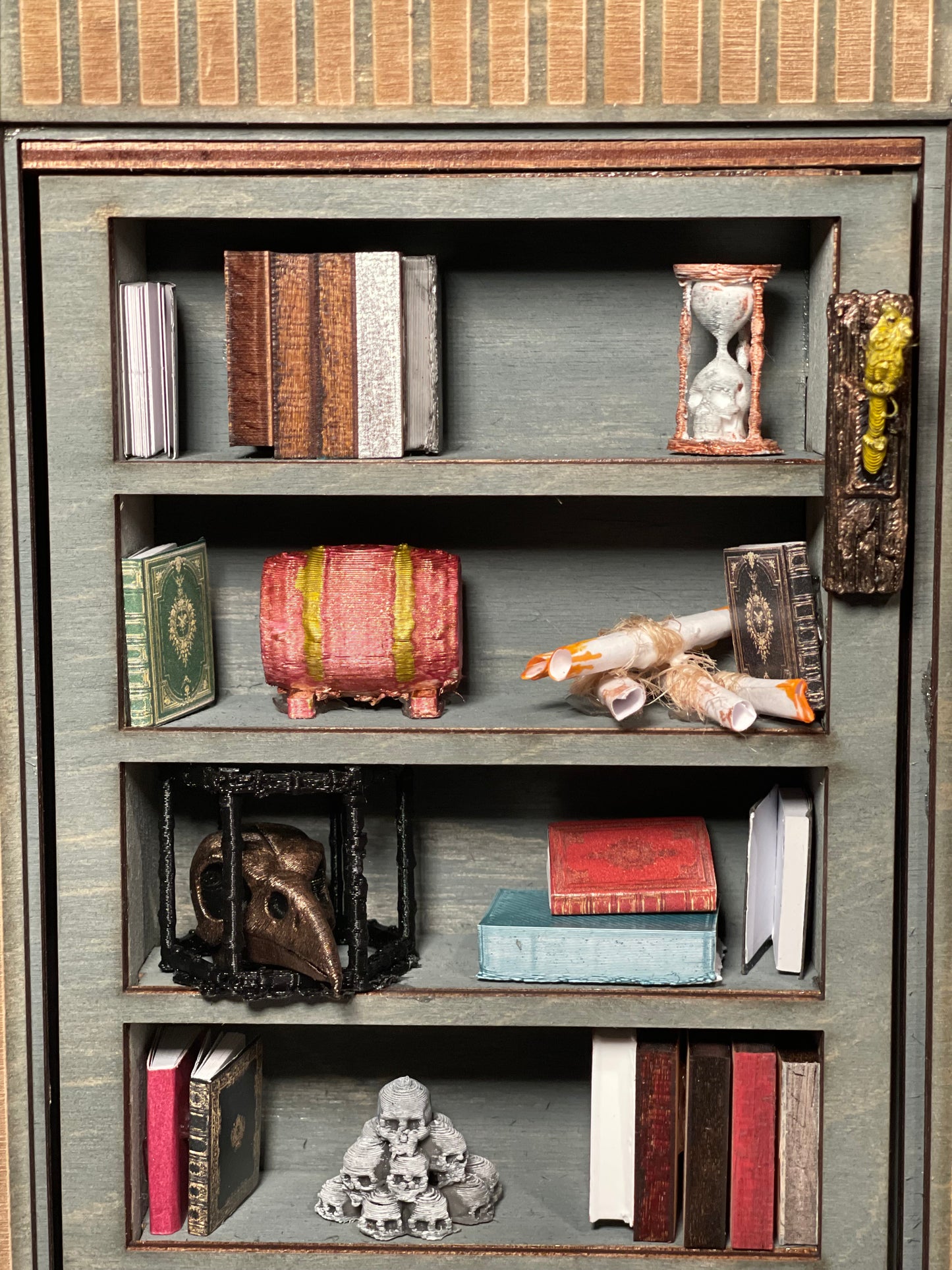 Gothic Bookshelf Book Nook Diorama with a Hidden Room (Medieval)