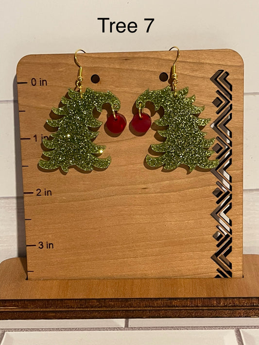 Curved Christmas Tree Earrings