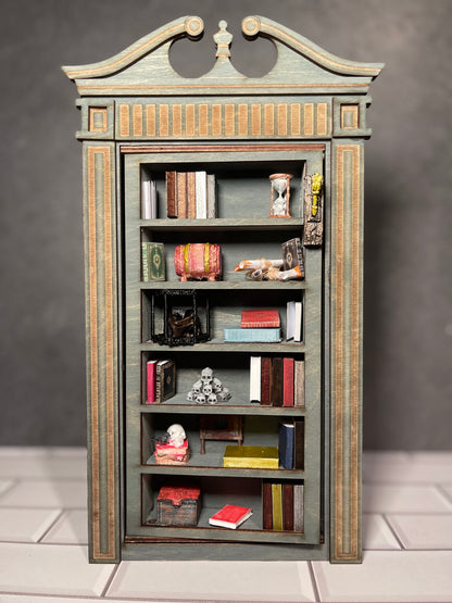 Gothic Bookshelf Book Nook Diorama with a Hidden Room (Medieval)
