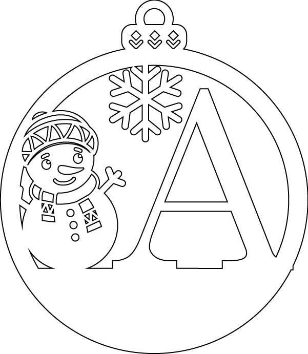 Alphabet Snowman Personalized Ornaments-Layered