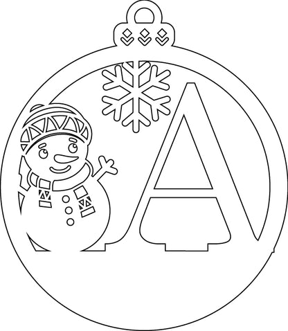 Alphabet Snowman Personalized Ornaments-Layered