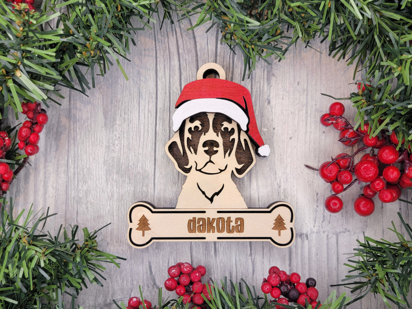 Santa Dogs - Personalized Christmas Ornaments: Breeds A - D