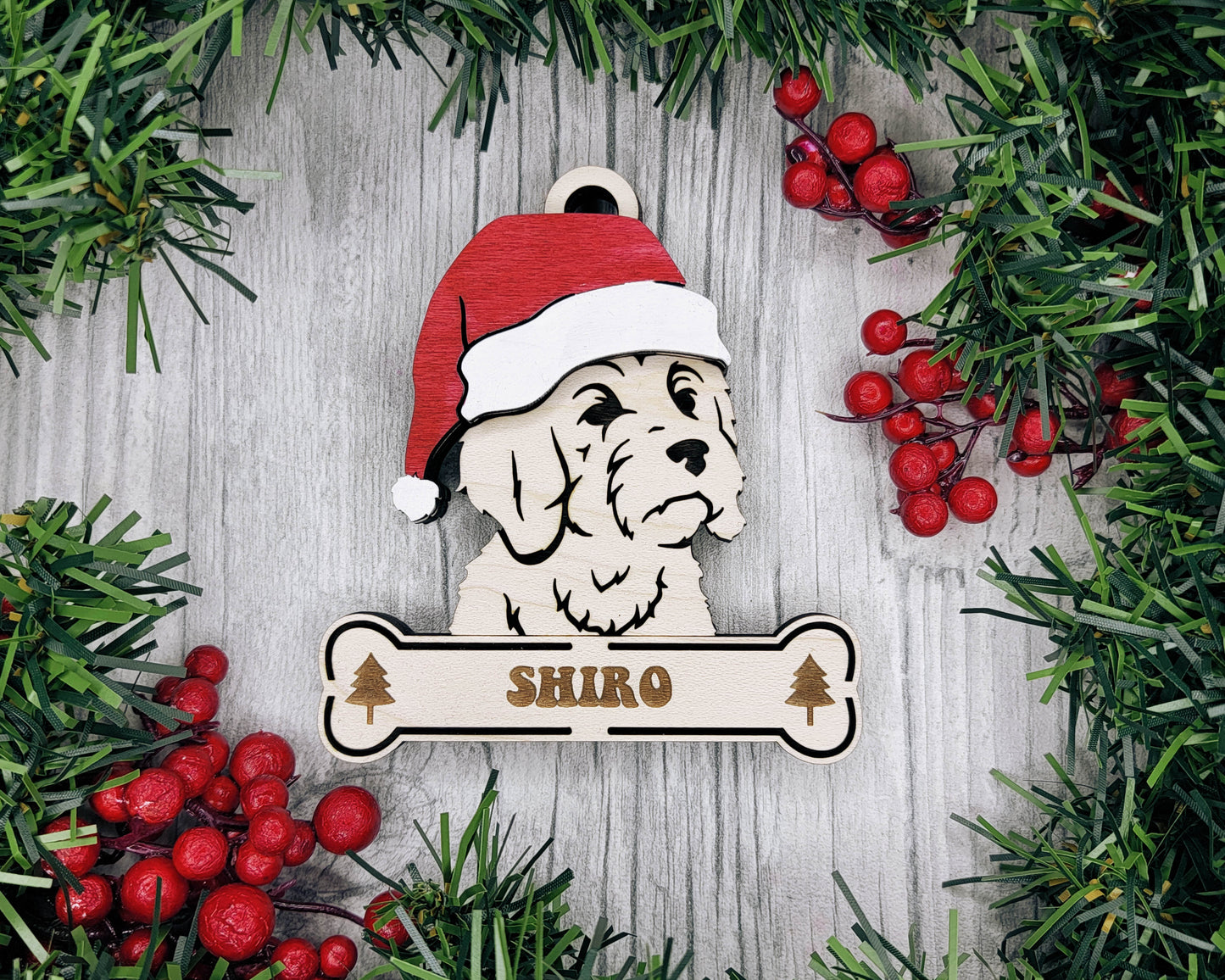 Santa Dogs - Personalized Christmas Ornaments: Breeds A - D