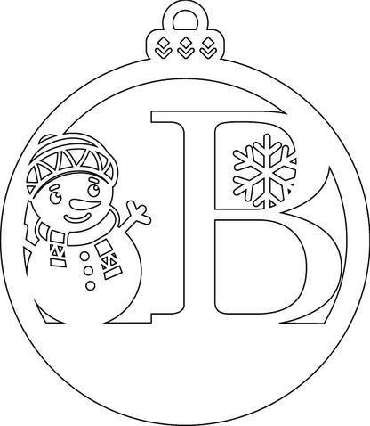 Alphabet Snowman Personalized Ornaments-Layered