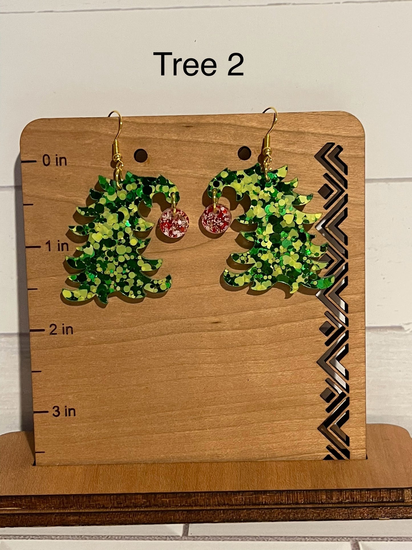 Curved Christmas Tree Earrings